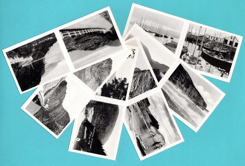 Vintage Souvenir Bridge Tally Cards Of Gaspe Highway Quebec Canada Set of 12 Cards Black White Photo Cards Card Table Game Mint