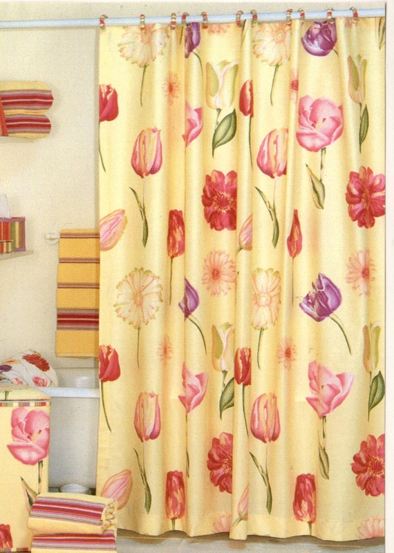 New Vintage Revman Echo Flower Show Fabric Shower Curtain