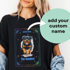 T-shirt Rottweiler personnalisé pour maman et papa, T-shirt graphique aquarelle joyeux personnalisé, T-shirt de tarot Happy Rottie, cadeau pour les parents d'animaux