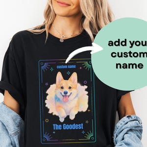 T-shirt personnalisé « The Goodest Corgi », t-shirt gothique pastel personnalisé avec carte de tarot, t-shirt fantaisiste pour amoureux des animaux, haut graphique magique pour maman et papa de chien
