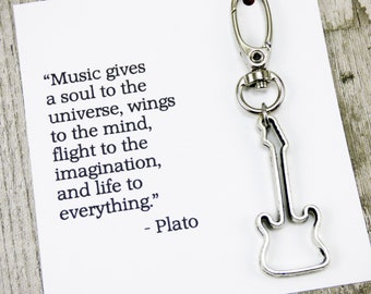 Inspirational Jewelry Guitar Pick Keychain Gift for Guitarist Musicians Music Lovers Music Teacher Gift May The Music That Inspires Your Soul Keyring Birthday Christmas Gifts