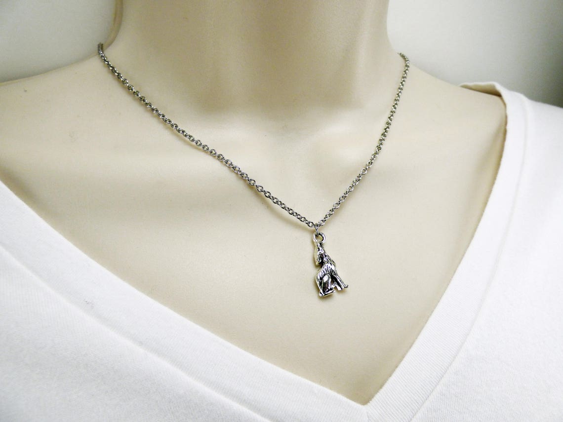 Silver Wolf Necklace wolf necklace for women strength Etsy