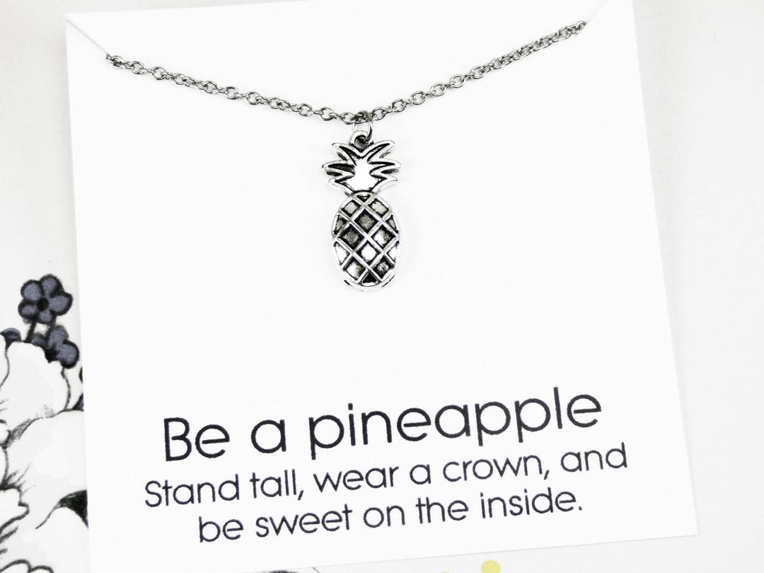 Pineapple Pendant Necklace, Silver Pineapple Jewelry, Inspirational