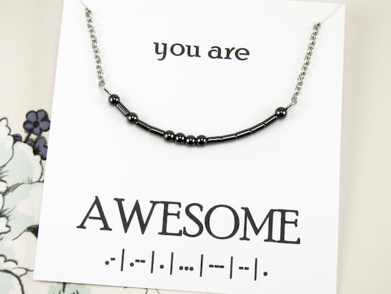 You Are Awesome Necklace Morse Code Jewelry Inspirational - Etsy