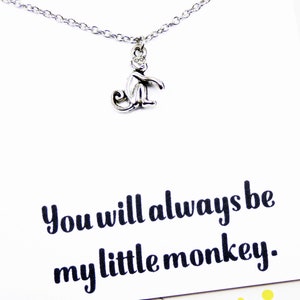 Monkey Necklace, sentimental necklaces for daughter, monkey gifts for her, meaningful jewelry with a message, charm necklace, presents