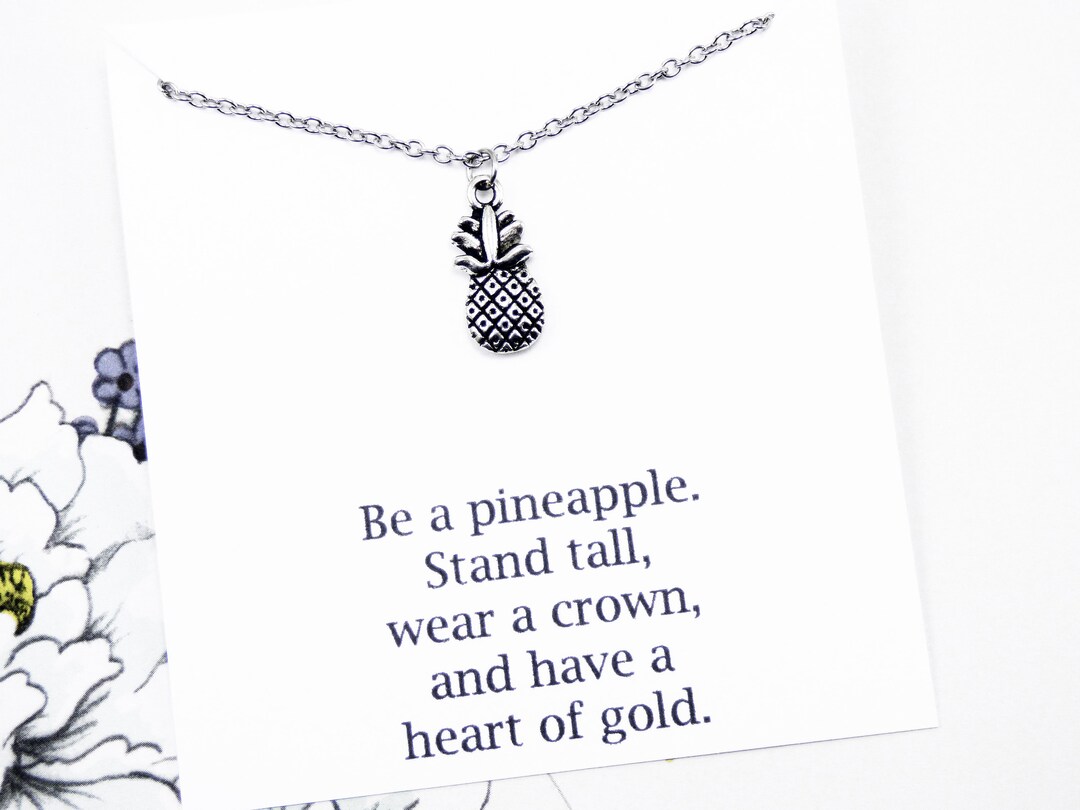 Pineapple Necklace Silver, Unique Pineapple Themed Gifts Fruit, Charm