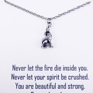 Silver Wolf Necklace, wolf necklace for women, strength necklace, wolf pendant, inspirational jewelry with meaning, meaningful necklace image 4