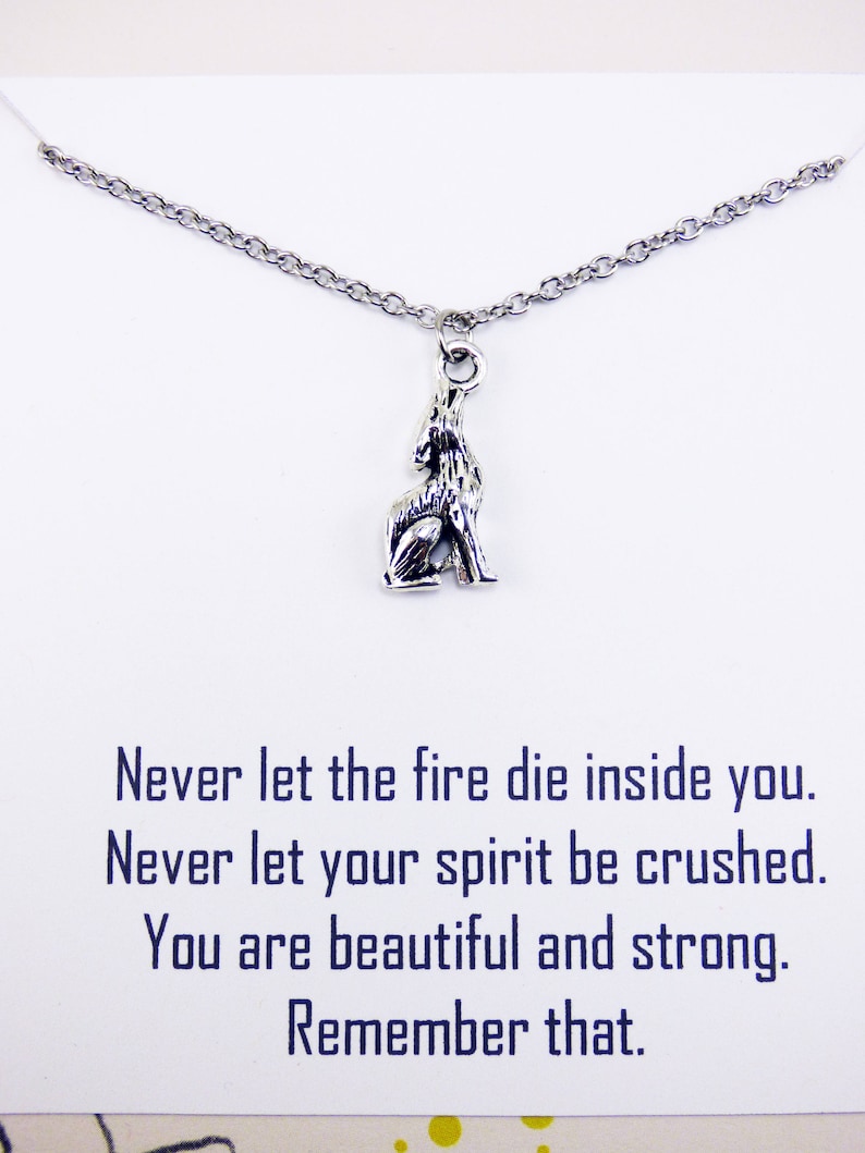 Silver Wolf Necklace, wolf necklace for women, strength necklace, wolf pendant, inspirational jewelry with meaning, meaningful necklace image 4