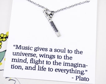 Collier de flûte, cadeaux sur le thème de la flûte musique, bijoux de flûte, cadeaux pour mélomanes, groupe, cadeaux de musique pour les étudiants, significatifs, personnalisés