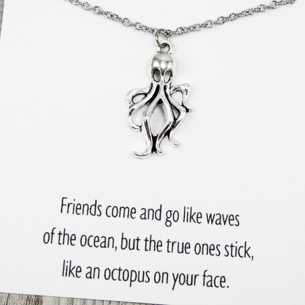 Octopus Necklace, gifts octopus jewelry, meaningful friendship gifts, best friend presents, good gift for best friends, inspirational, funny