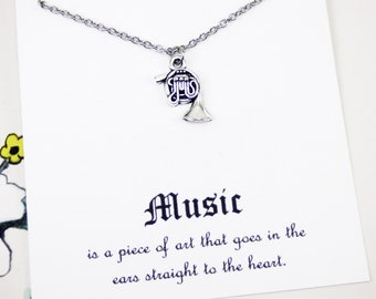 French Horn Necklace, French horn gifts ideas, jewelry french horn pendant, music teacher gifts, band teacher, inspirational, meaningful