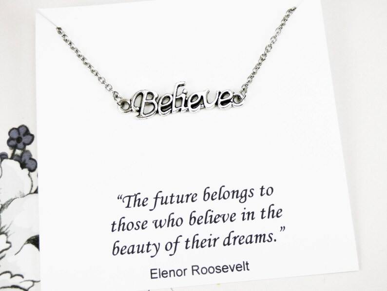 Believe Pendant Necklace Inspirational With Meaning Image 0