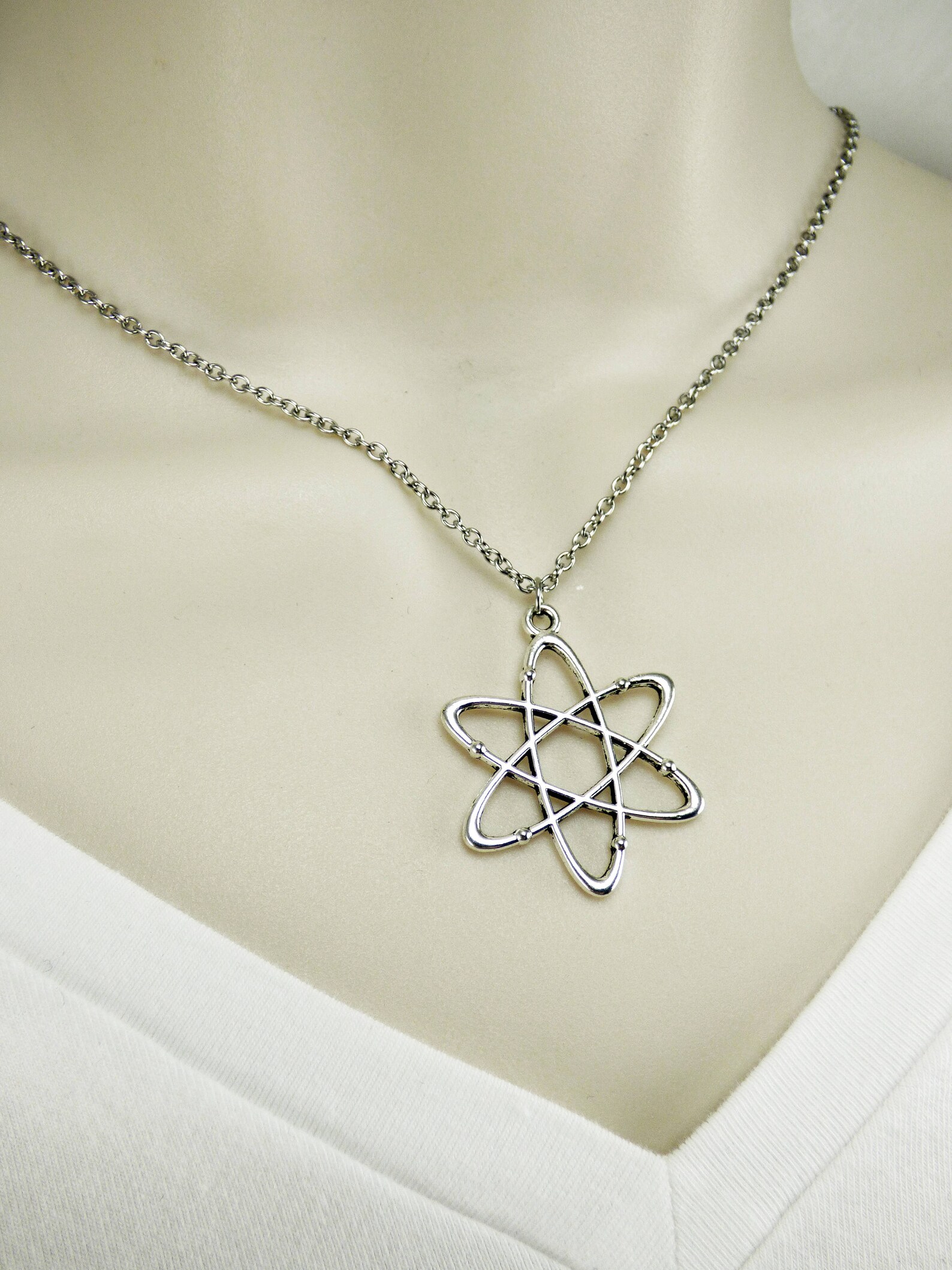 Atom Necklace Science Necklace Atomic Jewelry Nerd Etsy