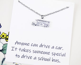School Bus Necklace, best bus driver gifts, school bus driver appreciation gifts, end of year bus driver gifts, meaningful thank you jewelry
