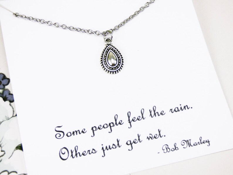 Silver Raindrop Necklace Meaningful Homemade Image 0