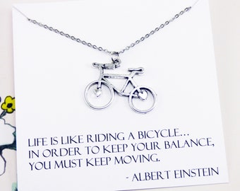 Cykelhalsband, cykelsmycken, smycken med mening, träningshalsband, antikt silver, motiverande, inspirerande, meningsfull, gåva