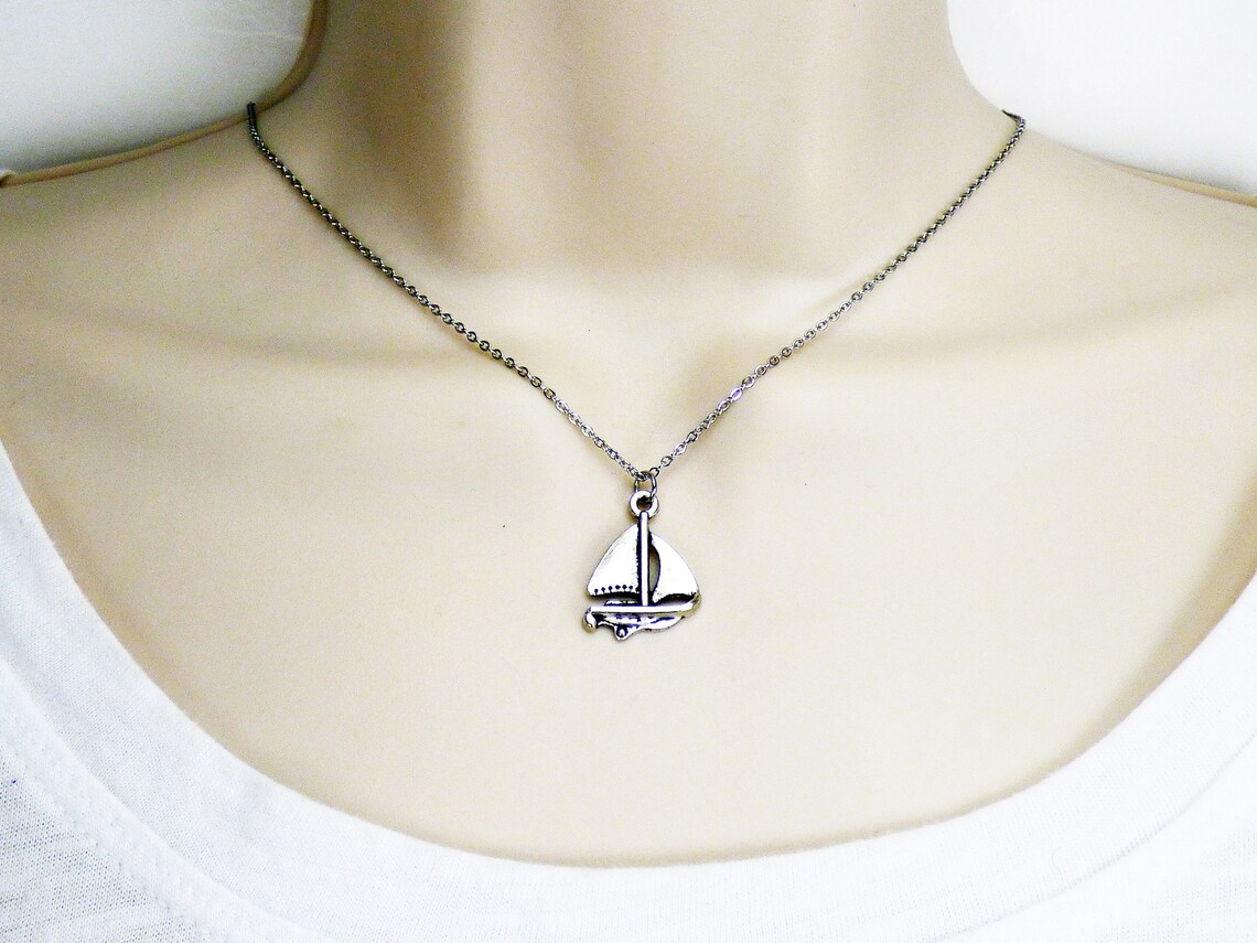 Sailboat Necklace Personalized Nautical Gifts for Her Ocean Etsy