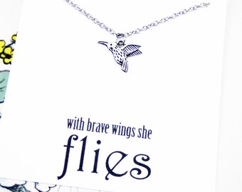 Hummingbird Necklace Silver, hummingbird gift ideas, gifts for hummingbird lovers, inspirational, meaningful, motivational, personalized