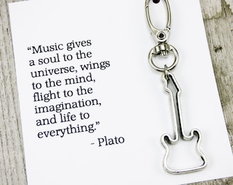 Guitar Keychain, gifts for guitar players, guitar gifts for him, guitar lover gifts, guitar themed gifts, guitar related gift, inspirational