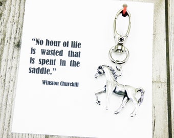 Silver Horse Keychain, horse themed gifts, personalized gifts for horse lovers, equestrian gifts for her, inspirational, meaningful gifts