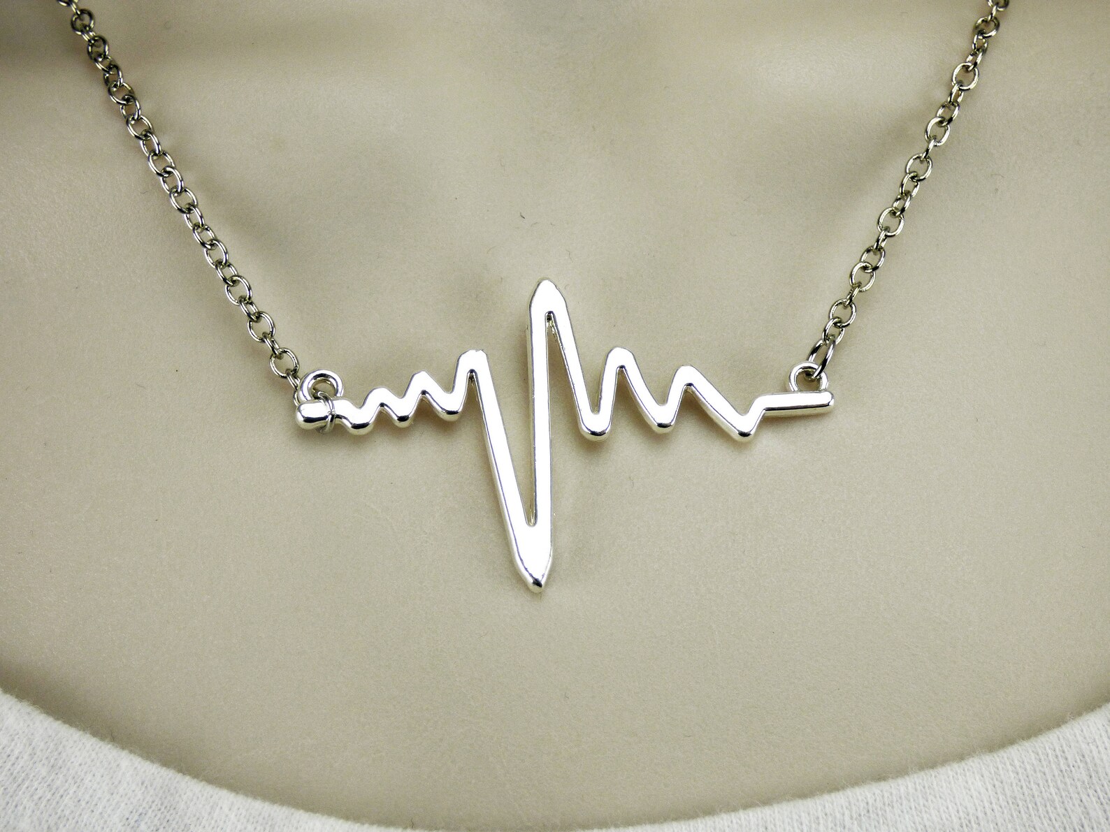 Silver Heartbeat Necklace Ekg Necklace Heart Beat Jewelry Etsy