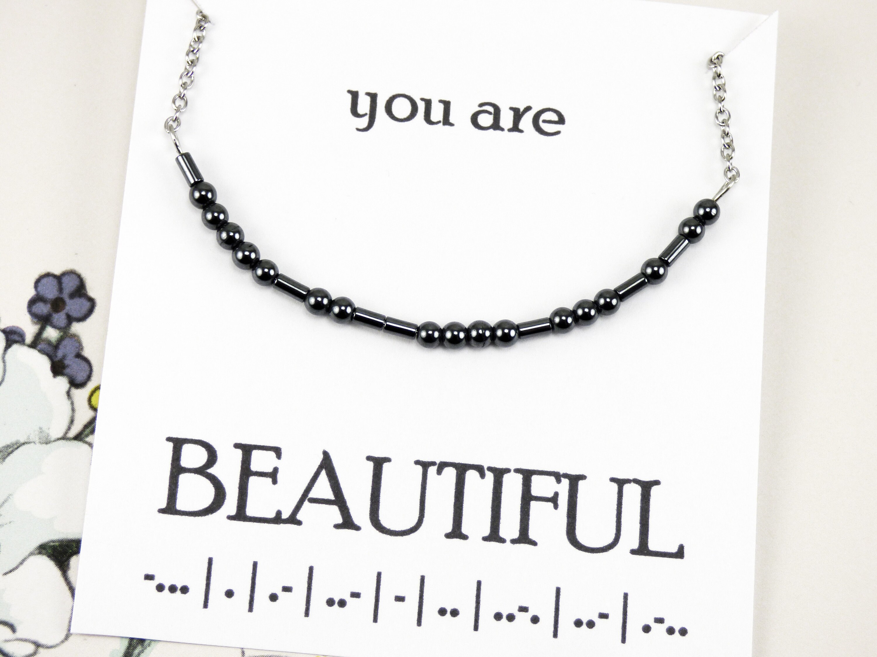 Morse Code You Are Beautiful Necklace 