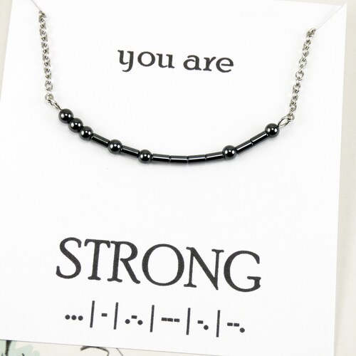 You Are Strong Morse Code Necklace 