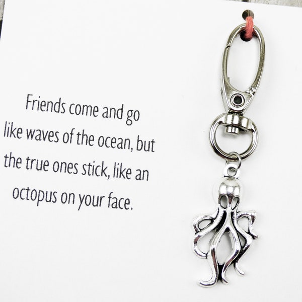 Octopus Keychain, octopus gifts, meaningful friendship gifts, appreciation gifts for him, personalized key chains, small gifts for guys