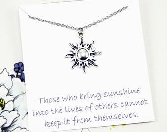 Sun Charm Necklace, sunshine jewelry with a message, celestial gifts, you are my sunshine necklace, meaningful birthday gifts, inspirational