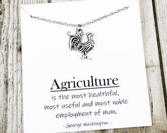 Chicken Necklace, farm girl gifts, chicken gifts for chicken lovers, chicken themed gifts for chicken owners, rooster gifts, inspirational