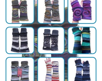 lined fingerless gloves Katwise arm warmers wrist warmer made to order custom personalised !!
