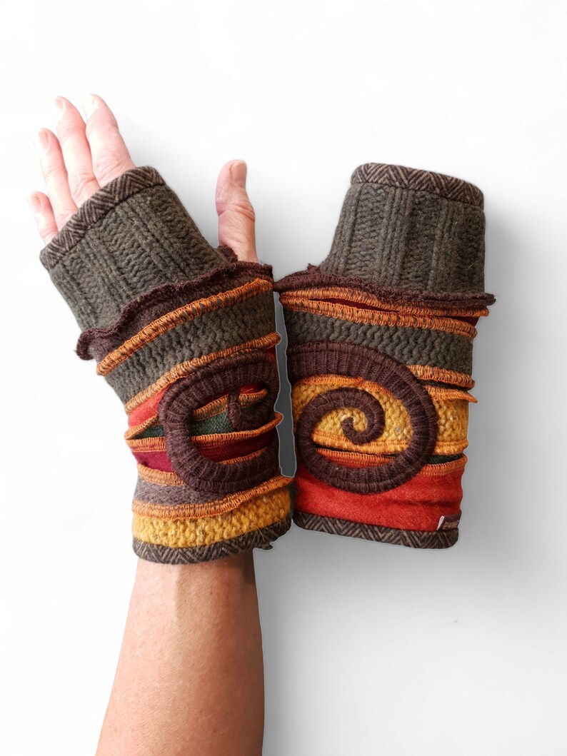 gevoerde vingerloze handschoenen armwarmers polswarmers op verzoek gemaakt afbeelding 7