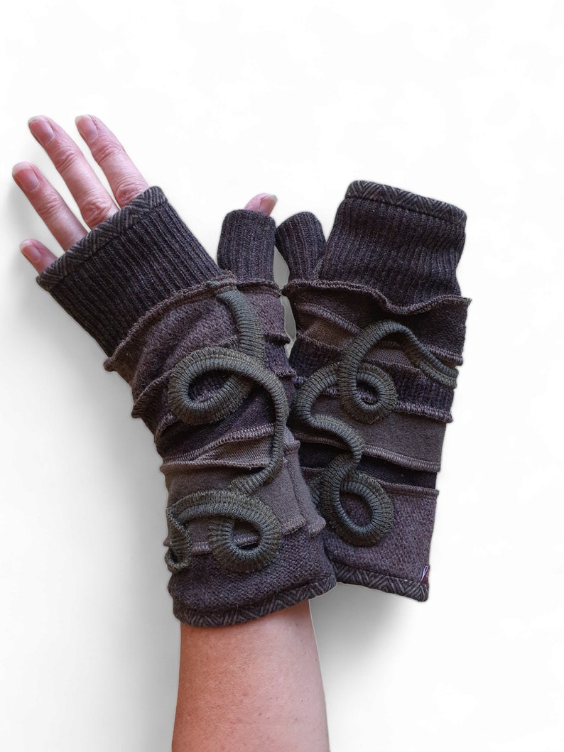 gevoerde vingerloze handschoenen armwarmers polswarmers op verzoek gemaakt afbeelding 6