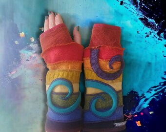 gevoerde vingerloze handschoenen armwarmers polswarmers op verzoek gemaakt!