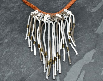 Leather Macrame Fringe Necklace
