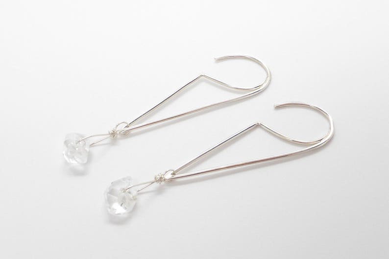 Herkimer Diamond Earrings, Dangle Earrings, Crystal Earrings, Herkimer Earrings, Geometric Earrings, Healing Crystals, Healing Gemstones image 8