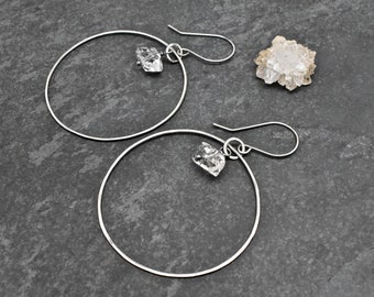 Herkimer Diamond Silver Hoop Earrings