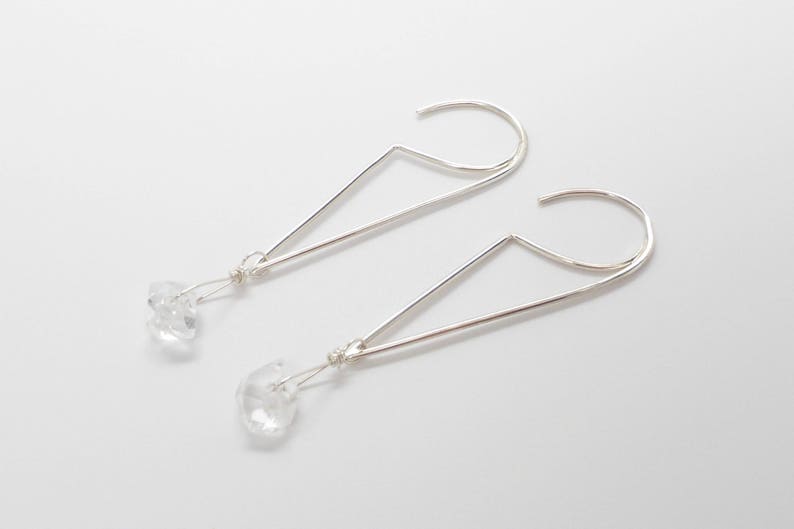 Herkimer Diamond Earrings, Dangle Earrings, Crystal Earrings, Herkimer Earrings, Geometric Earrings, Healing Crystals, Healing Gemstones image 10