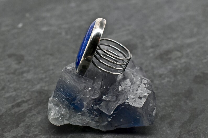 Healing Crystals Talisman Solitaire Ring Lapis Ring Gift for Her, Lapis Lazuli Ring Healing Gemstones Lapis Solitaire Ring