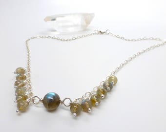 Labradorite Necklace, Crystal Necklace, Beaded Necklace, Healing Gemstone, Healing Crystals, Chakra Necklace, Chakra Jewelry
