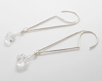 Herkimer Diamond Earrings, Dangle Earrings, Crystal Earrings, Herkimer Earrings, Geometric Earrings, Healing Crystals, Healing Gemstones