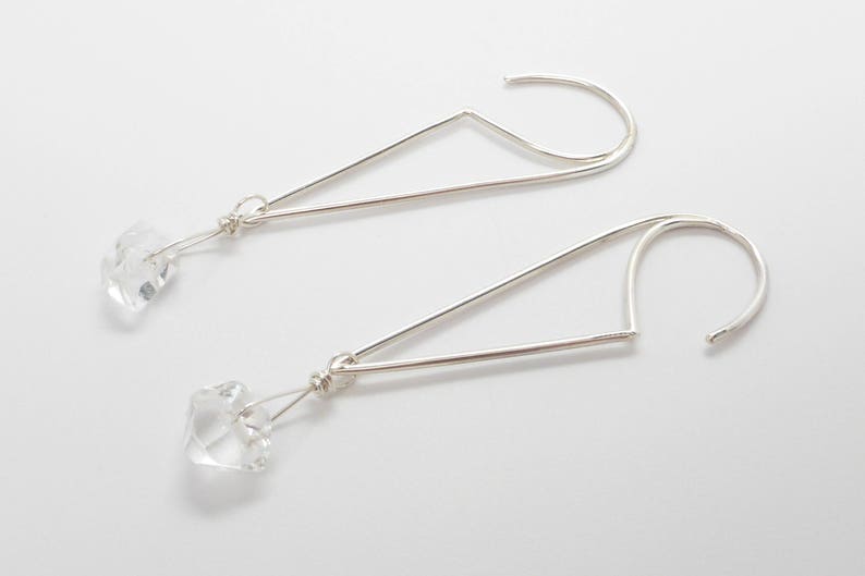 Herkimer Diamond Earrings, Dangle Earrings, Crystal Earrings, Herkimer Earrings, Geometric Earrings, Healing Crystals, Healing Gemstones image 1