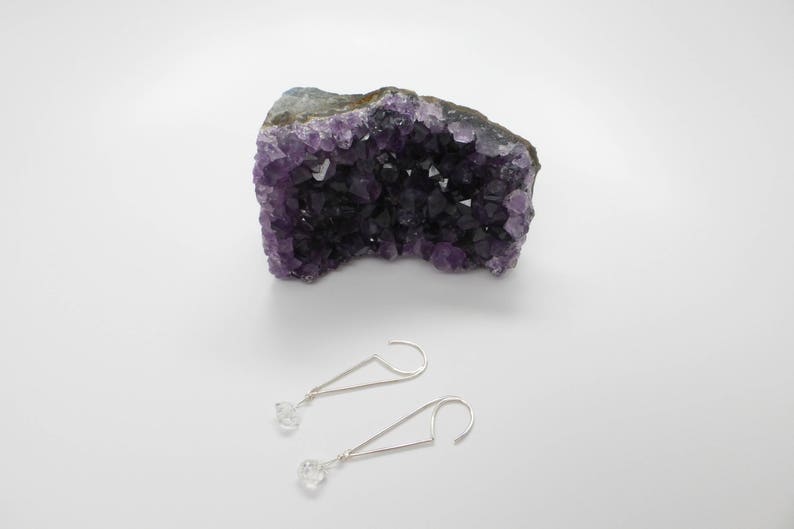 Herkimer Diamond Earrings, Dangle Earrings, Crystal Earrings, Herkimer Earrings, Geometric Earrings, Healing Crystals, Healing Gemstones image 7