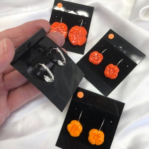 Button Earrings, California Golden Poppy Ceramic Hand-sculpted, Silver-tone Lever Back, 2 sizes, 2 colors