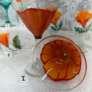 Hand Painted Glassware California Poppy Designs to Make Your Table POP Stemmed Stemless Wine Glass Goblet Flute Spring Glassware I. DOUBLE Martini