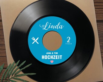 Tarjetas de lugar de vinilo | boda | Colocar tarjetas de papel kraft | Etiquetas de nombre | Decoración de mesa | Decoración de mesa | Boda musical | Donar