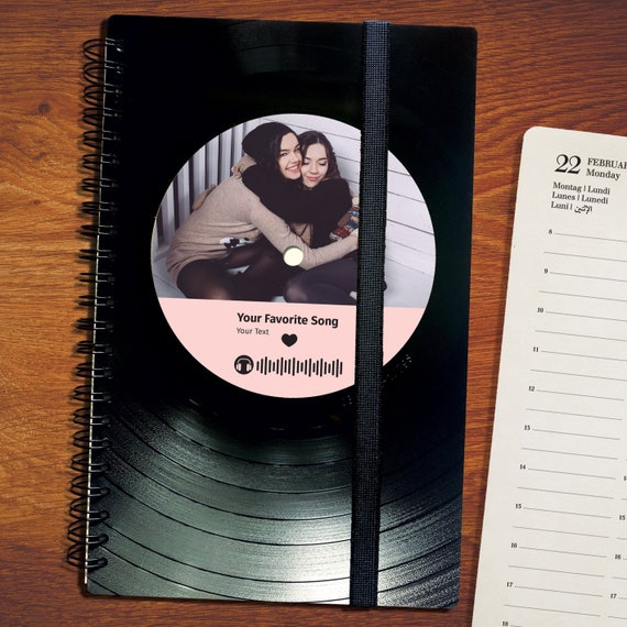 Taschenkalender 2025 aus Schallplatte mit Foto und Song |  Musikgeschenk Personalisiert | Persönliches Geschenk beste Freundin | Weihnachten