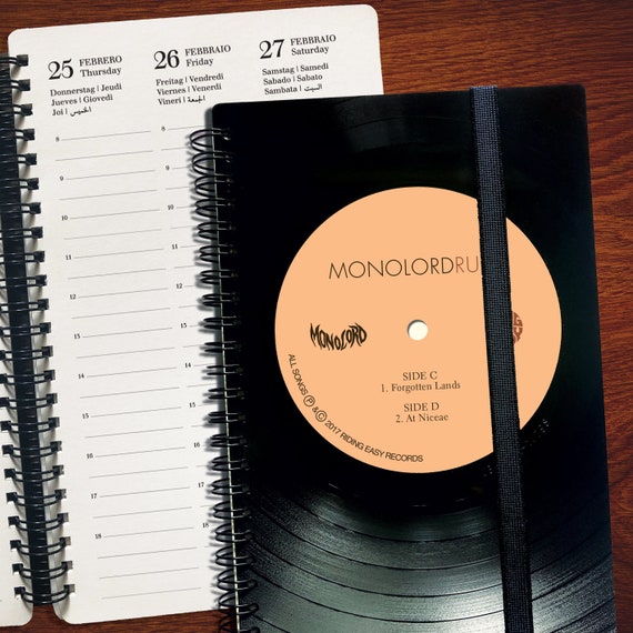 Nachhaltiger Kalender 2024 aus recyceltem Vinyl | Upcyling Schallplatten-Planer | Musikliebhaber Geschenk | Upcycling