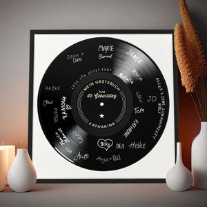 Alternative Birthday Guest Book with Frame | Record Guest Book  | Birthday Memento | Record Sticker | Party Decor | Birthday Decor | Sign