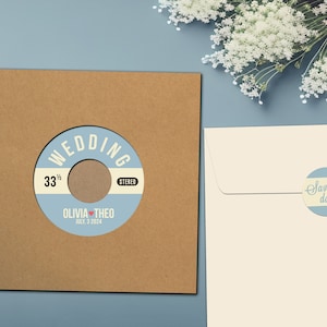 10 Vinyl Wedding Invitations with Kraftpaper Sleeve | Custom Record Invitation | Vinyl Invite | Invite